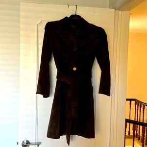 Real suede trench coat